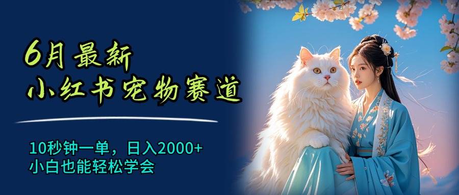 6月最新小红书宠物赛道，10秒钟一单，日入2000+，小白也能轻松学会-知联副业