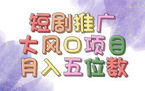 拥有睡眠收益的短剧推广大风口项目，十分钟学会，多赛道选择，月入五位数-知联副业