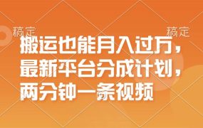 搬运也能月入过万，最新平台分成计划，一万播放一百米，一分钟一个作品-知联副业