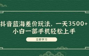 抖音蓝海差价玩法,一天3500+,小白一部手机轻松上手-知联副业