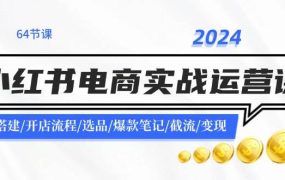 2024小红书电商实战运营课:账号搭建/开店流程/选品/爆款笔记/截流/变现-知联副业