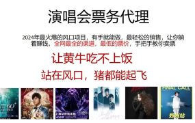 演唱会全网最低票务代理,小白一分钟上手,手把手教你卖票,日入2000+...-知联副业