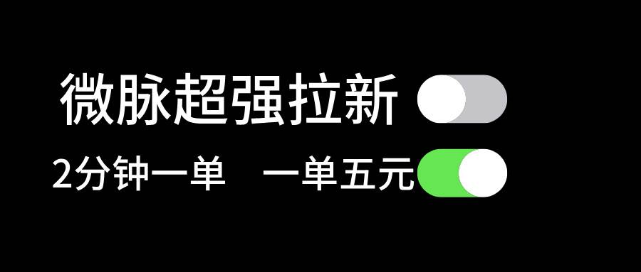 微脉超强拉新， 两分钟1单， 一单利润5块，适合小白-知联副业