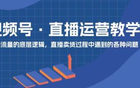视频号 直播运营教学:直播流量的底层逻辑,直播卖货过程中遇到的各种问题-知联副业
