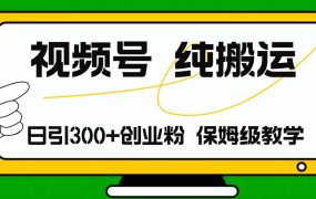 视频号纯搬运日引流300+创业粉,日入4000+-知联副业