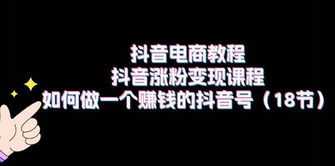 抖音电商教程：抖音涨粉变现课程：如何做一个赚钱的抖音号（18节）-知联副业