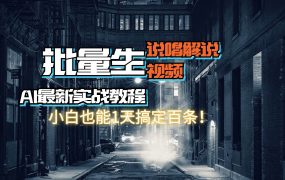 【AI最新实战教程】日入600+,批量生成说唱解说视频,小白也能1天搞定百条-知联副业