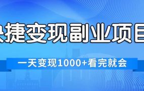 快捷变现的副业项目，一天变现1000+，各平台最火赛道，看完就会-知联副业