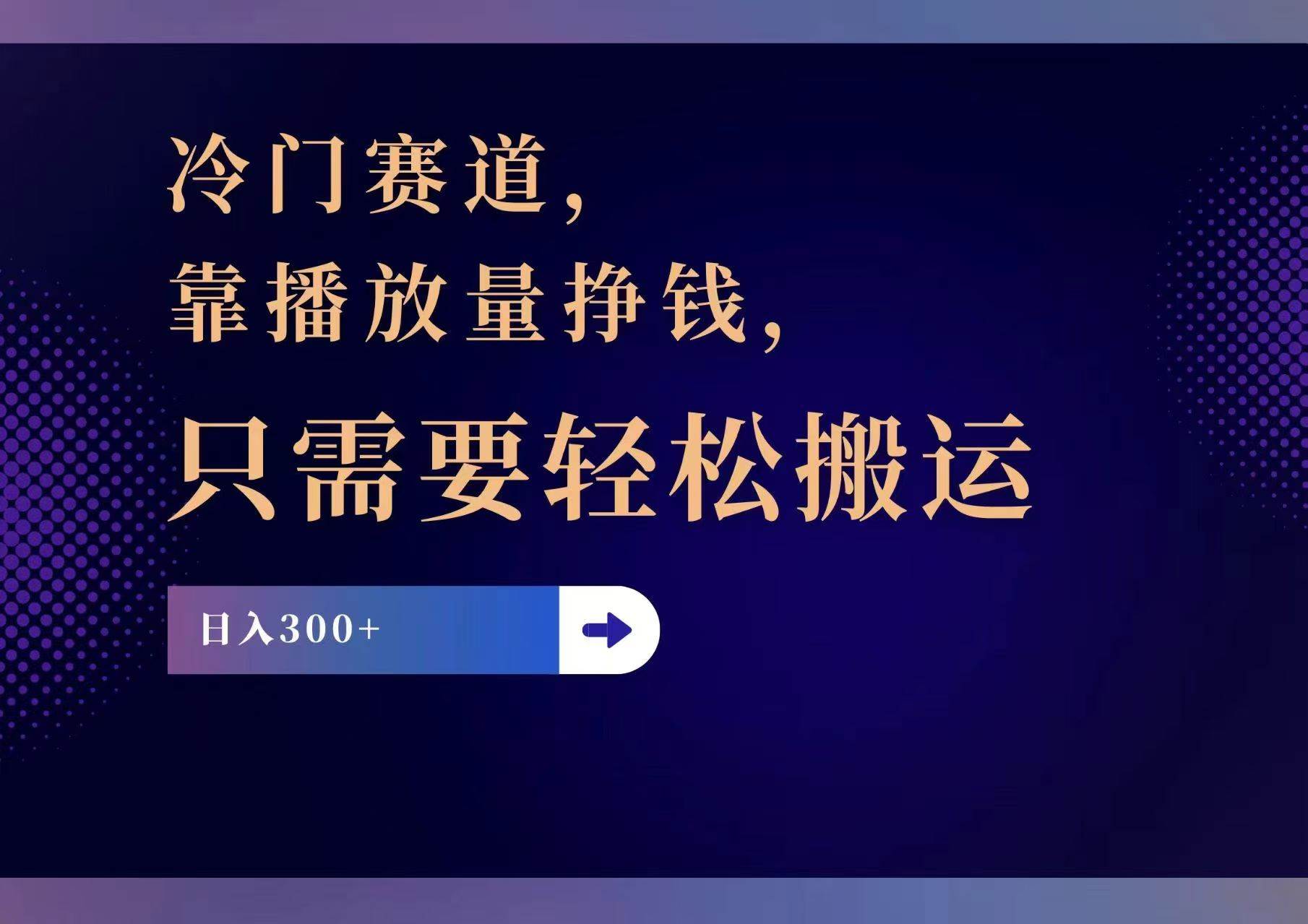 冷门赛道，靠播放量挣钱，只需要轻松搬运，日赚300+-知联副业
