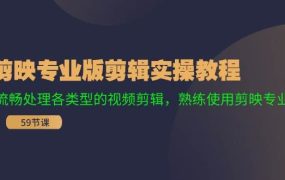 剪映专业版剪辑实操教程:流畅处理各类型的视频剪辑,熟练使用剪映专业版-知联副业