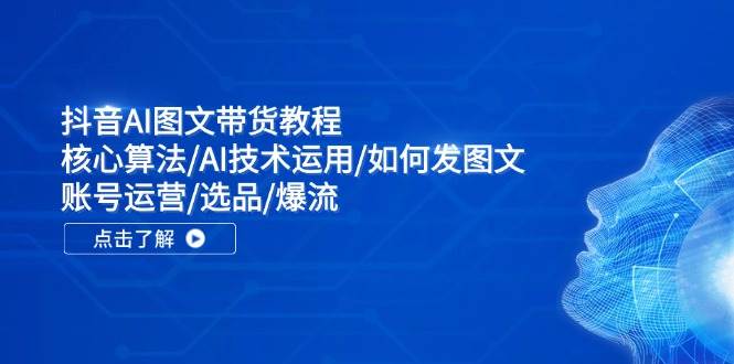 抖音AI图文带货教程：核心算法/AI技术运用/如何发图文/账号运营/选品/爆流-知联副业