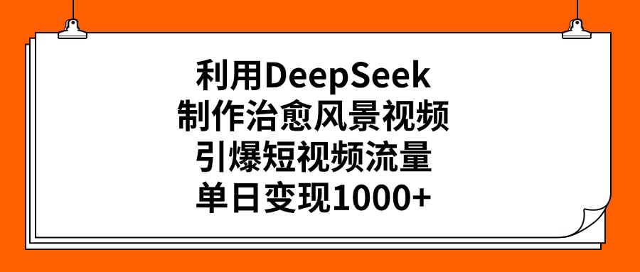 利用DeepSeek制作治愈风景视频，引爆短视频流量，单日变现1000+-知联副业