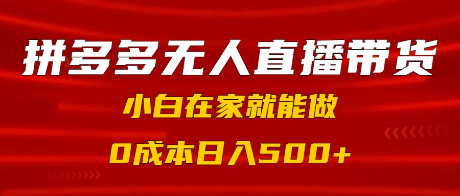 拼多多无人直播带货，小白在家就能做，0成本日入500+-知联副业