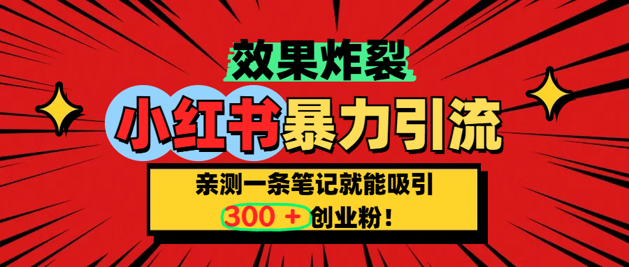 小红书炸裂玩法，亲测一条笔记就能吸引300+精准创业粉！-知联副业