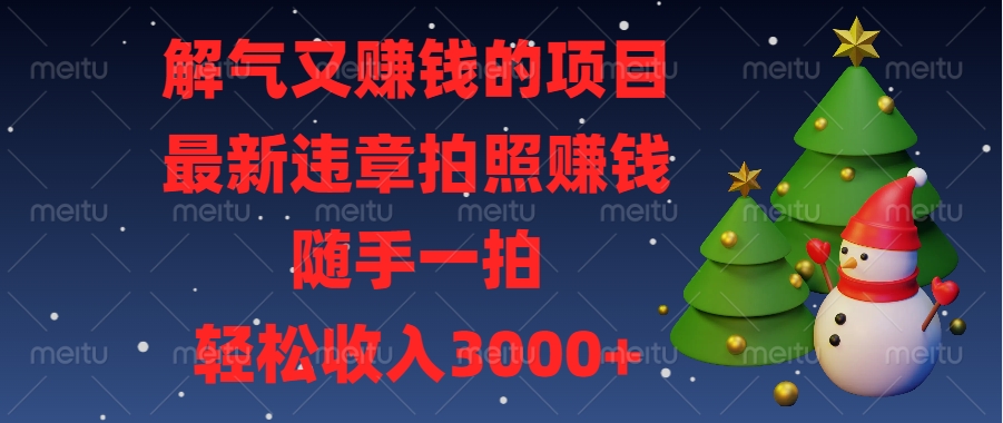 解气又赚钱的项目，最新违章拍照赚钱，随手一拍，轻松收入3000+-知联副业