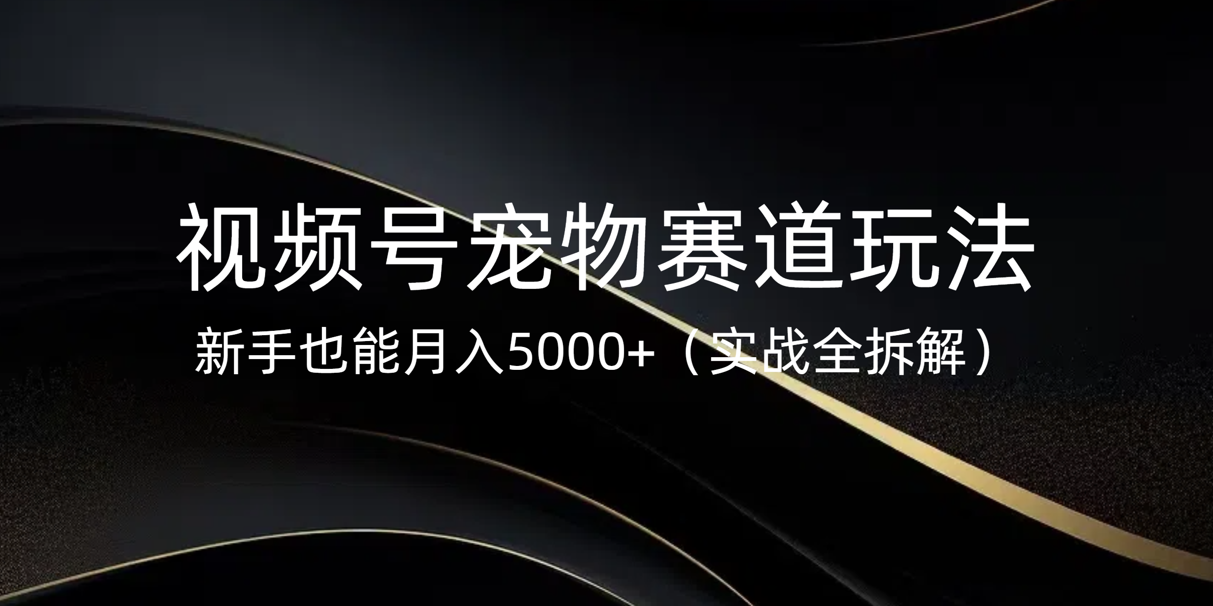 视频号宠物赛道玩法，新手也能月入5000+（实战全拆解）-知联副业