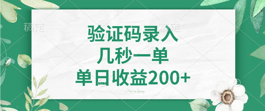 验证码录入，看图识字，几秒一单，单日收益200+-知联副业