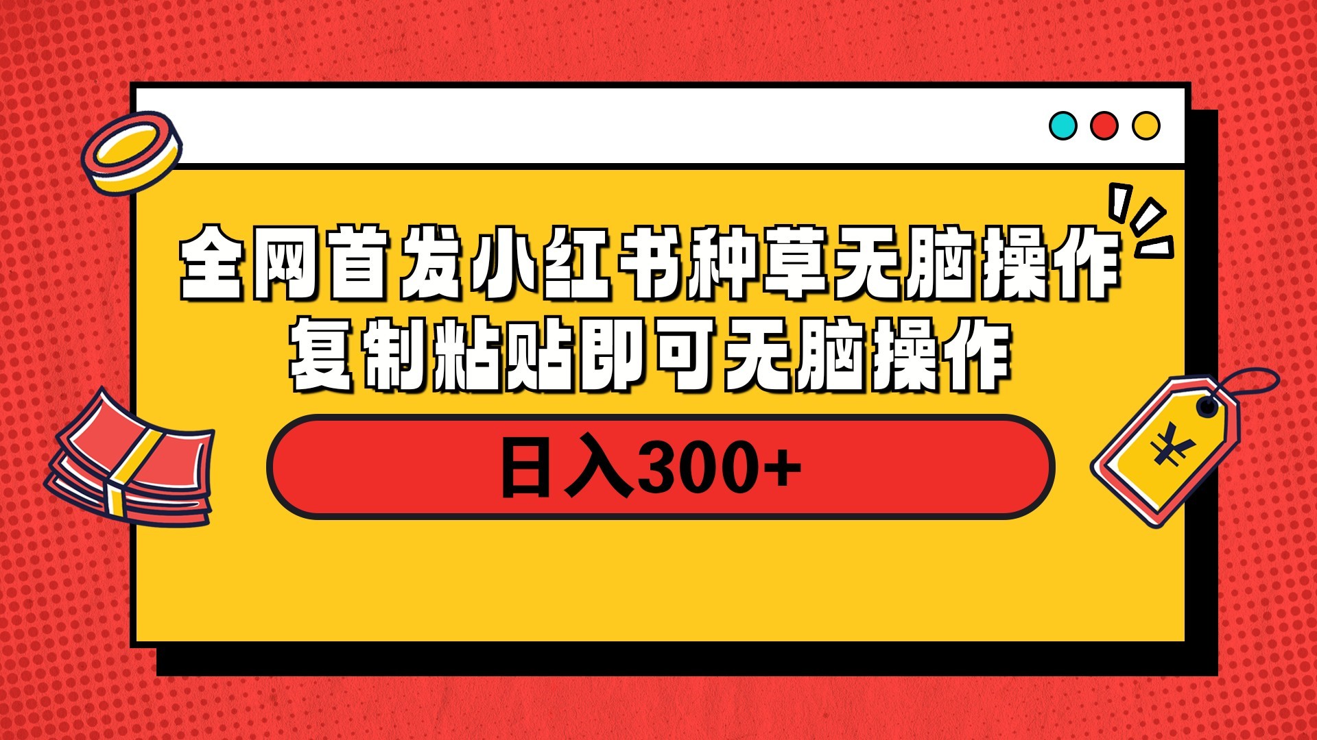 全网首发 小红书种草无脑操作复制黏贴即可 轻松日入300+-知联副业