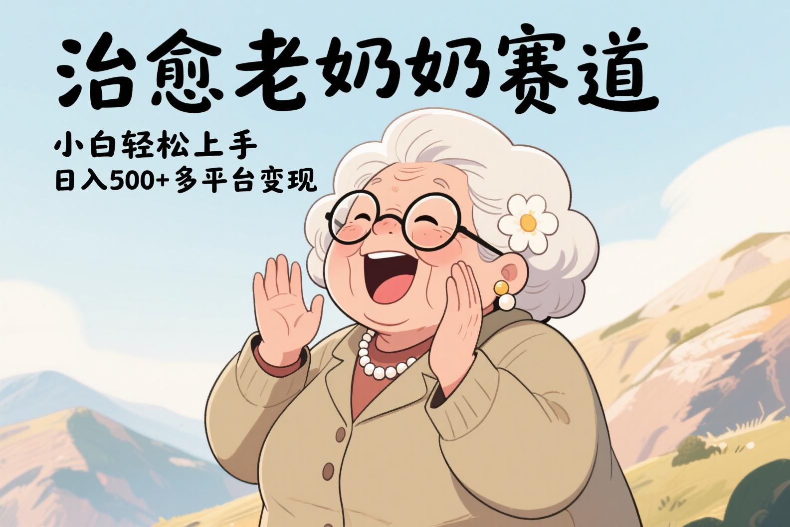视频号治愈老奶奶赛道，小白轻松上手，日入500+多平台变现-知联副业