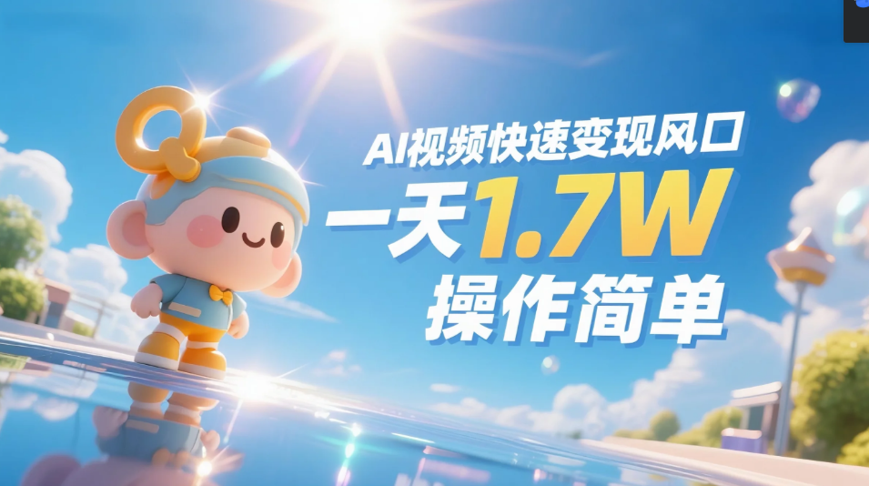 《Ai视频变现风口，一天1.7W，收入无上限，操作简单》-知联副业