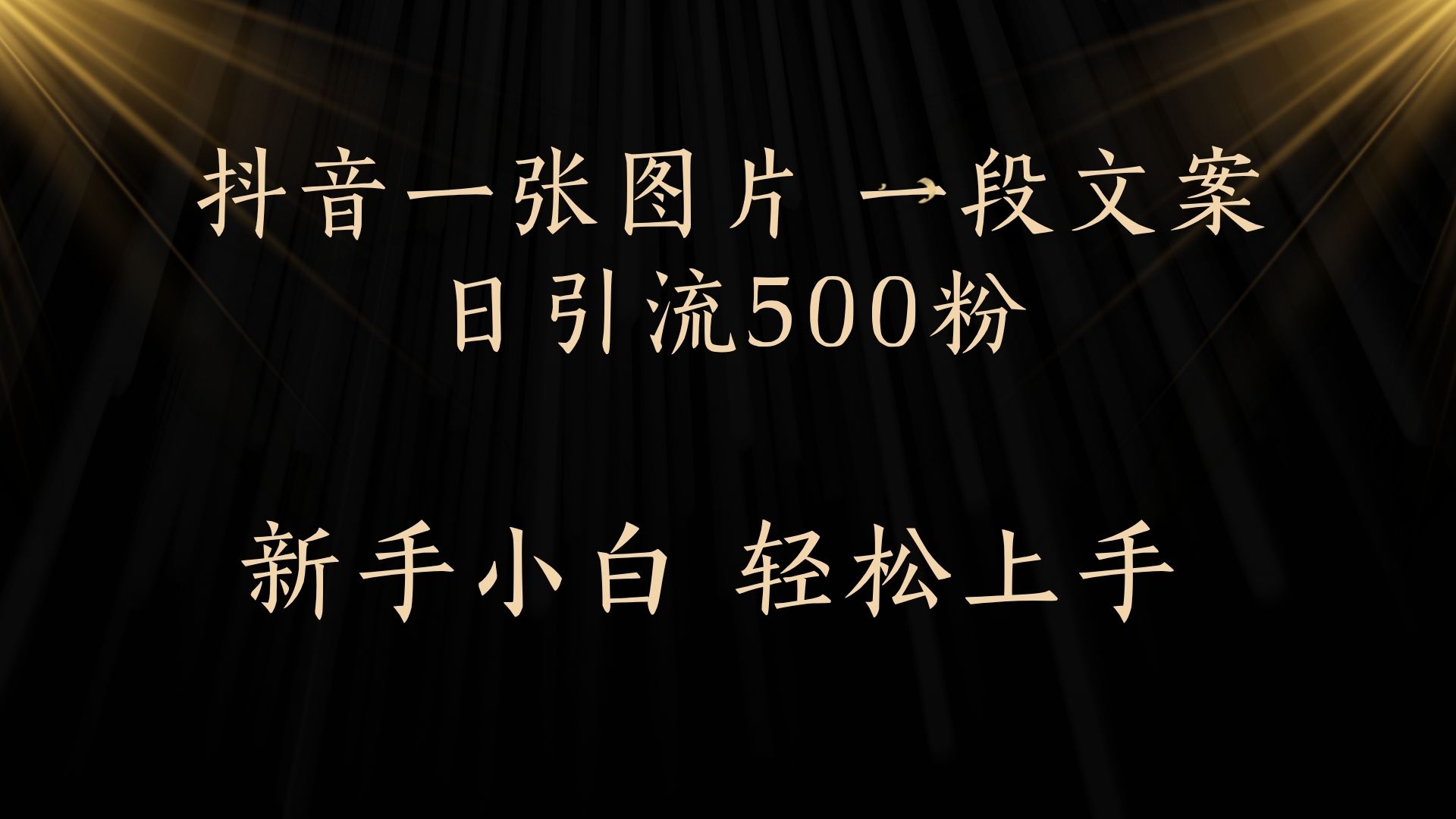 每天2分钟，抖音一张图片 一段文案日引流500粉-知联副业