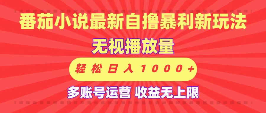 最新番茄小说自撸暴利新玩法！无视播放量，可放大，轻松日入1000+，收益无上限！-知联副业