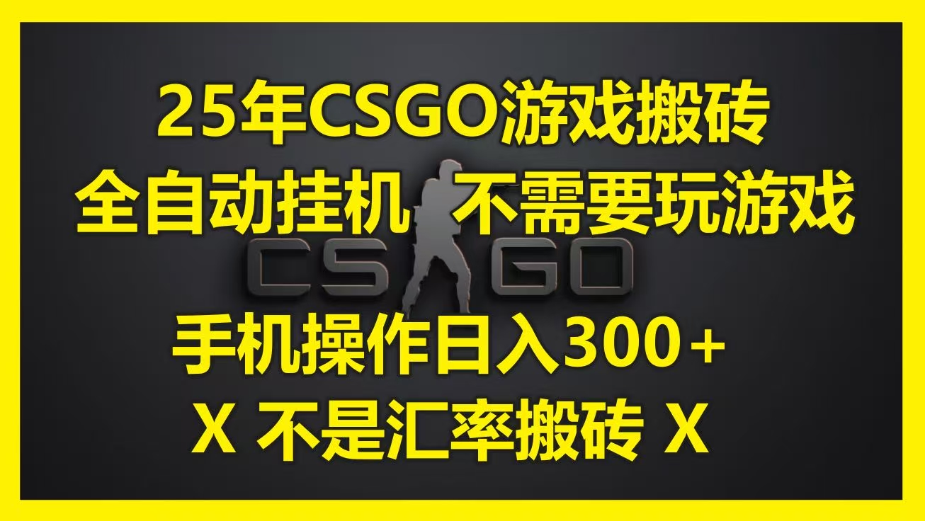 25年CSGO游戏搬砖，全自动挂机，不需要玩游戏，手机操作日入300+。(不是汇率搬砖)-知联副业