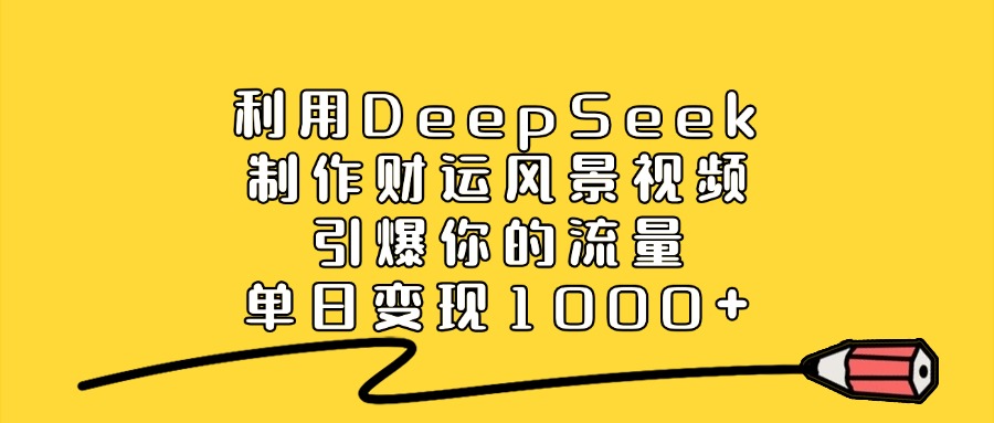 利用DeepSeek制作财运风景视频，单日变现1000+，引爆你的流量-知联副业