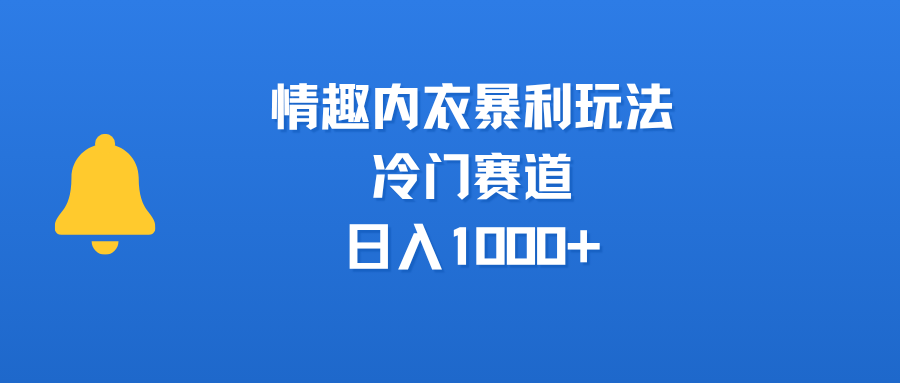 情趣内衣暴利玩法，冷门赛道，日入1000+-知联副业