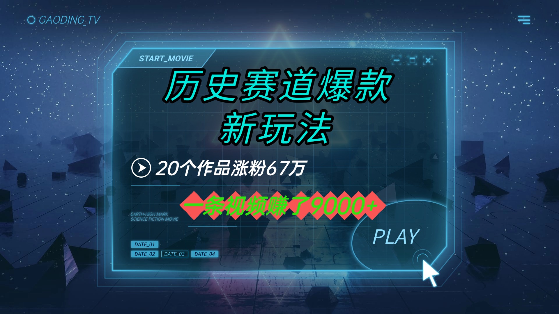 20个作品涨粉67万，一条视频赚了9000+，历史赛道爆款新玩法-知联副业