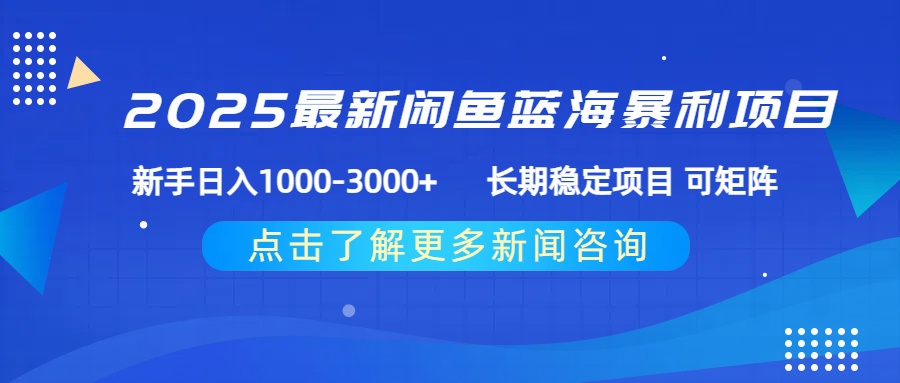 2025最新闲鱼蓝海暴利项目 ，新手日入1000-3000+ 长期稳定项目 可矩阵-知联副业