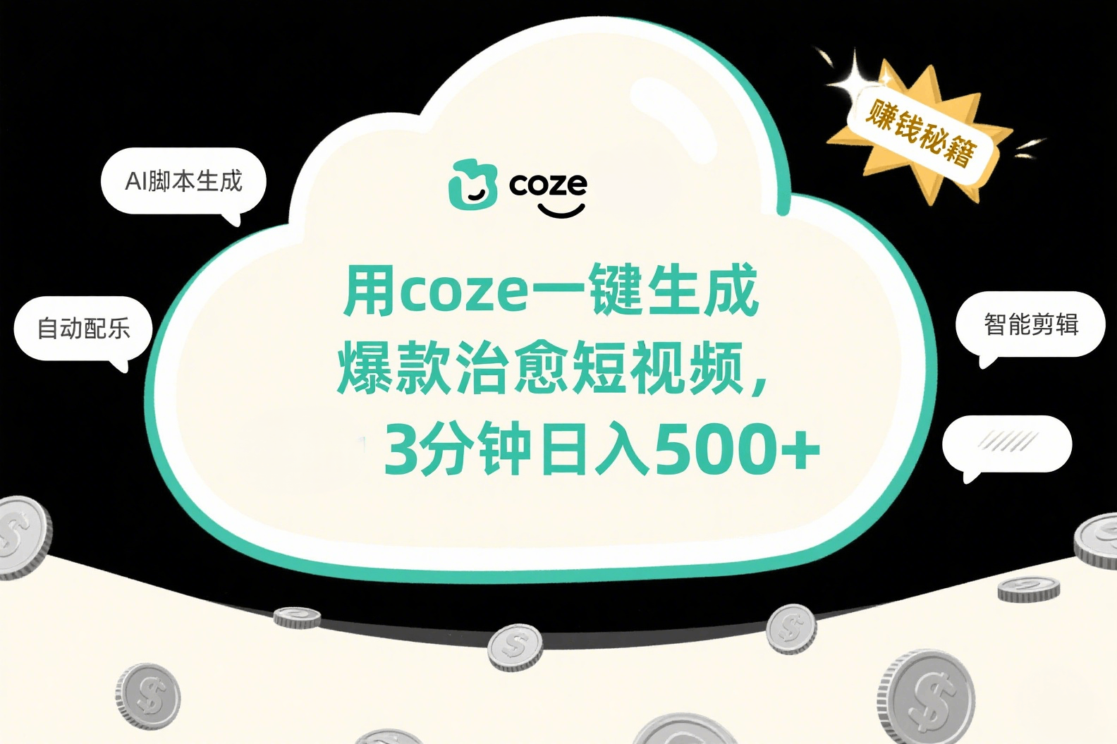 用coze一键生成爆款治愈短视频，3分钟日入500+-知联副业