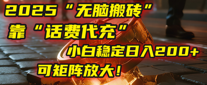 无脑搬砖项目:靠“话费代充”,小白稳定日入200+,可矩阵放大!-知联副业