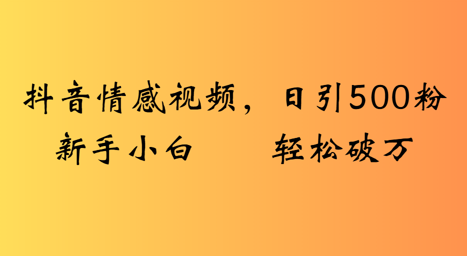 抖音情感视频，日引500粉新手小白轻松破万-知联副业