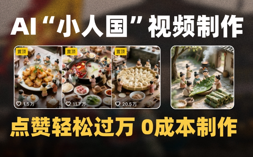 爆款1000W+微缩景观迷你小人国AI视频，0成本制作全流程教学-知联副业