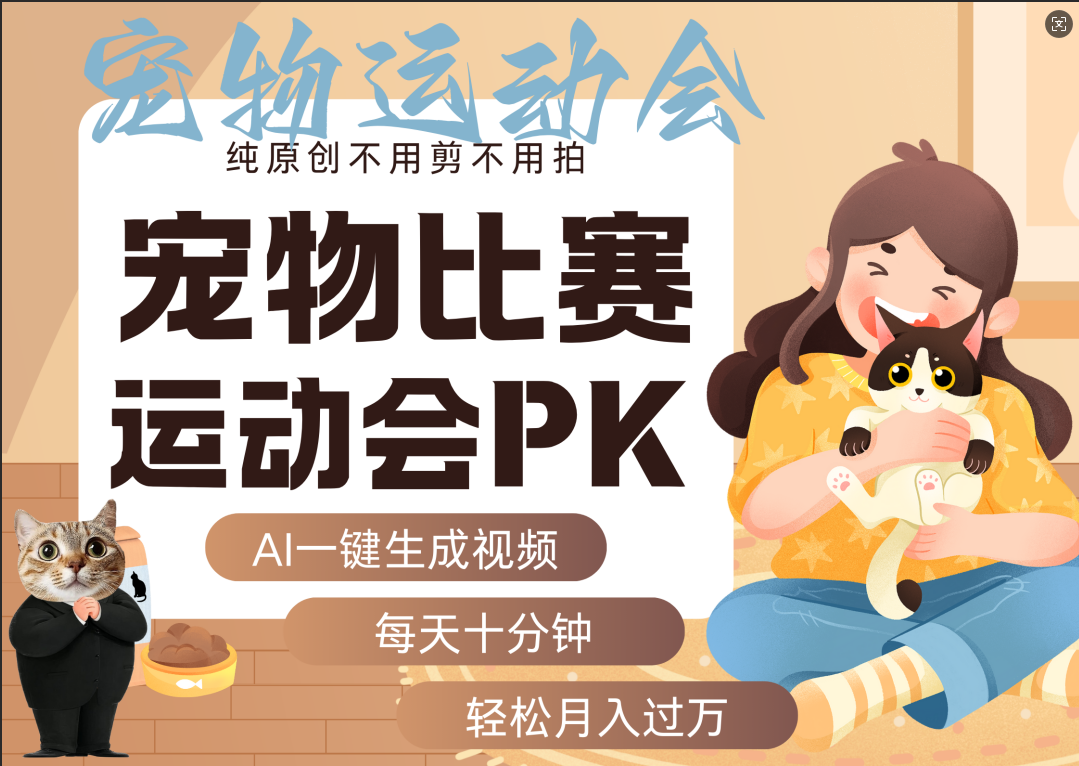 AI萌宠运动员跳水 射击  篮球  足球比赛   每天十分钟 附详细提示词文案库  代替做素材 卖提示词 卖虚拟资料  卖宠物产品 做宠物私人定制产品  带徒弟 带陪跑 卖课  创作者分成 月入5W+-知联副业