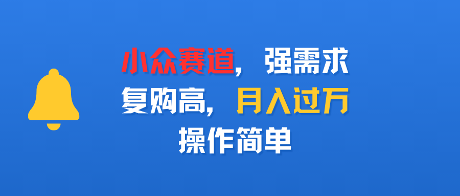 小众赛道，强需求，复购高，月入过万，操作简单-知联副业
