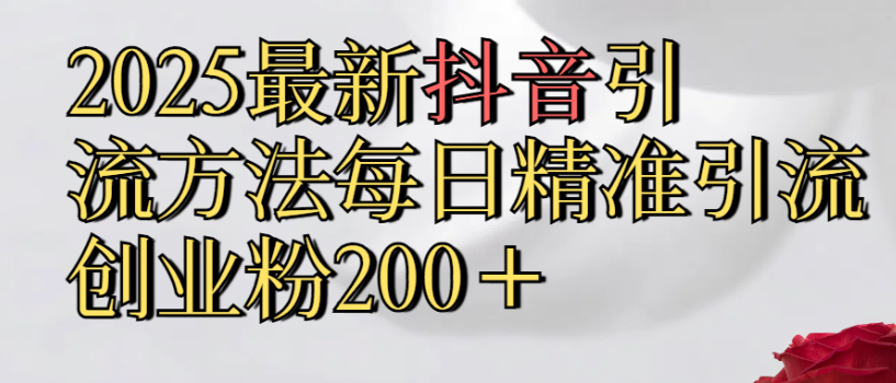 2025最新抖音引流,方法每日精准引流创业粉300＋-知联副业