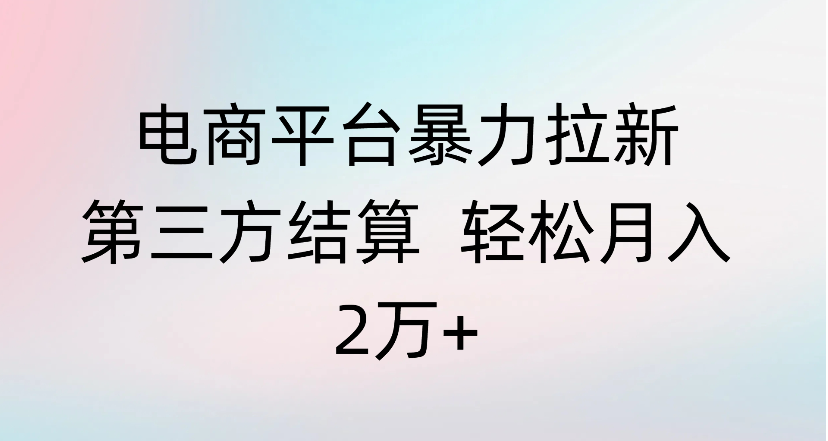电商平台暴力拉新第三方结算 轻松月入2万+-知联副业