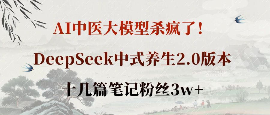 AI中医大模型杀疯了!DeepSeek中式养生2.0版本,十几篇笔记粉丝3w+-知联副业