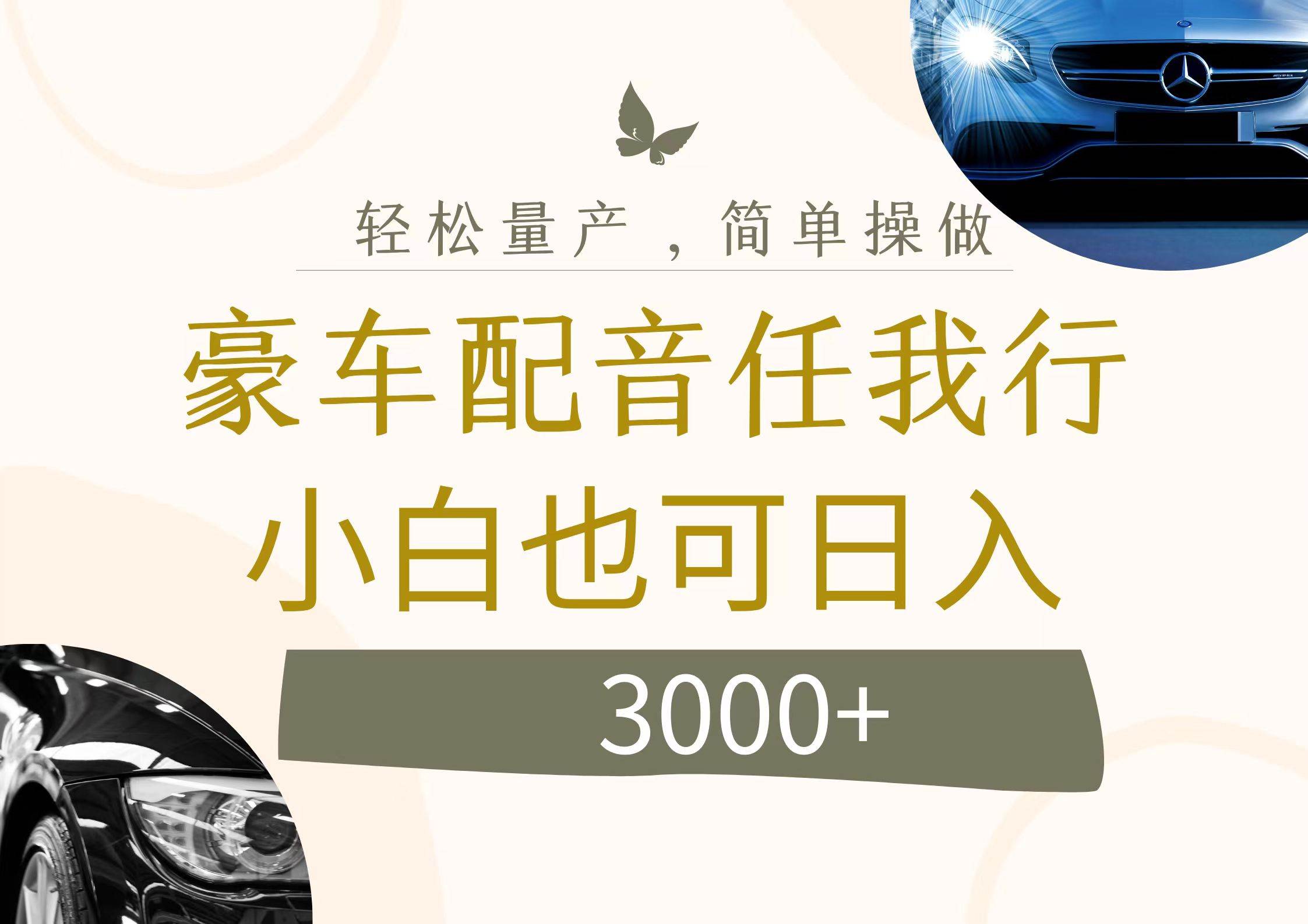 不为人知的暴力小项目，豪车配音，日入3000+-知联副业